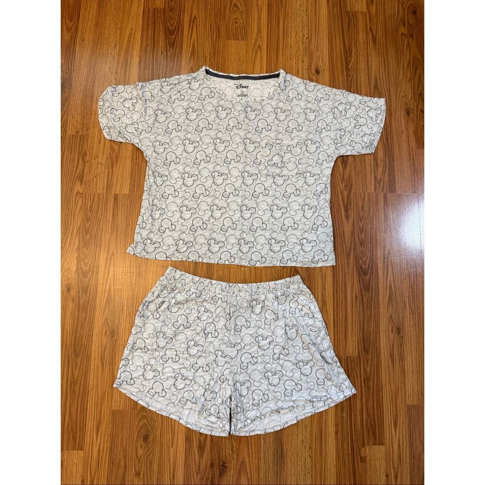 Disney Women's Mickey Mouse Heather T-Shirt Shorts Pajama Set Gray Large